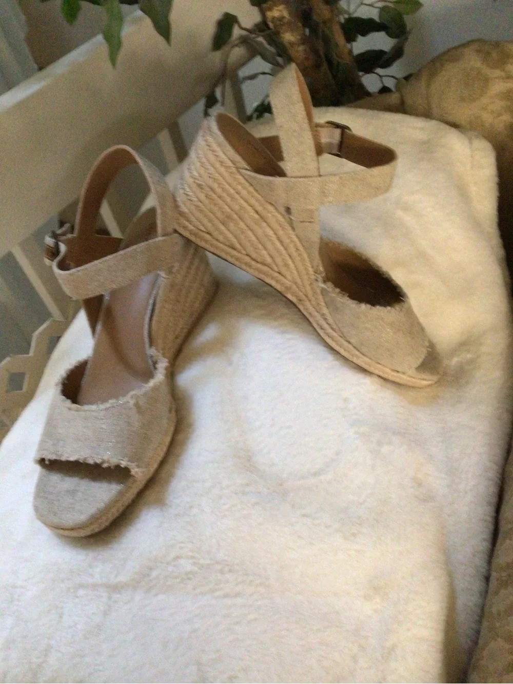 Lucky Brand Natural Beige Espadrille Wedge Sandals NWT